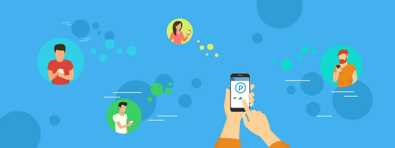 スマートフォンを使用していろいろな人がポイントをシェアするイメージ